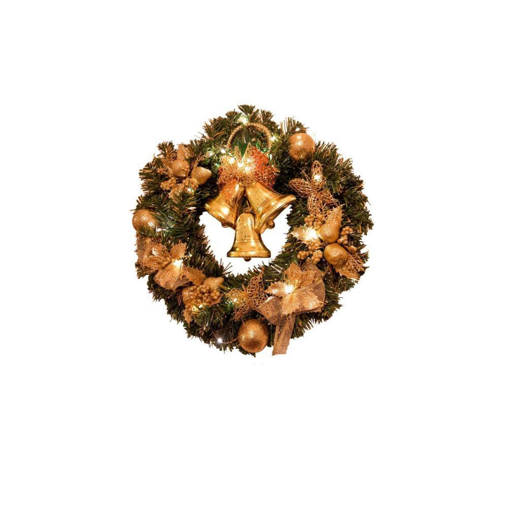 Guirlanda De Natal Natalina Dourada Luzes Led 40cmx40cm