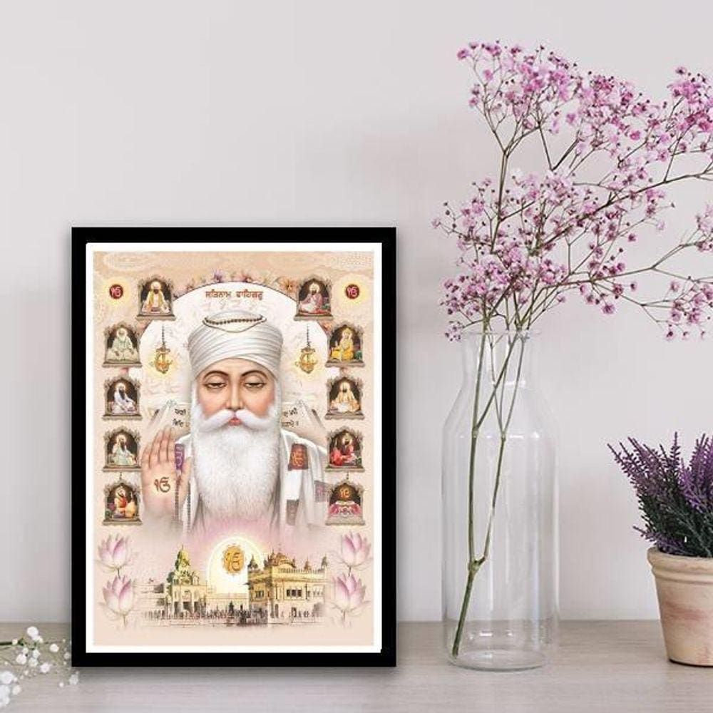 Quadro Guru Nanak Dev Ji 33X24Cm - Com Vidro