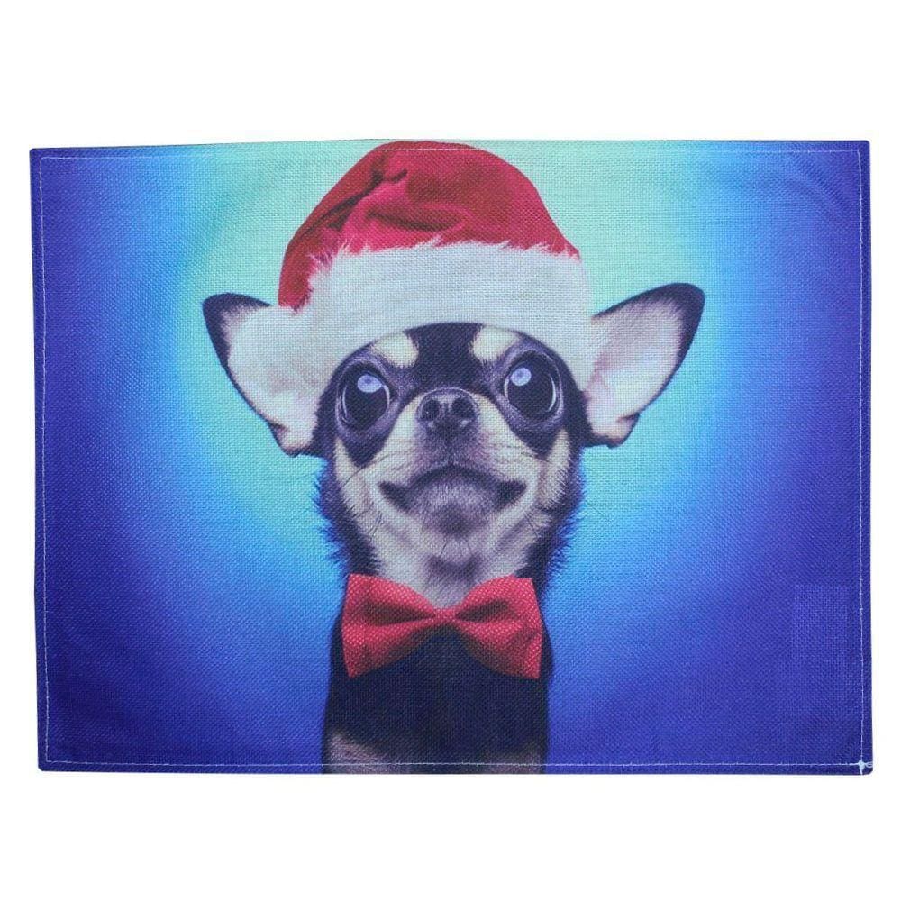 Jogo Americano Estampa Natal Cachorro Natalino 2 Peças