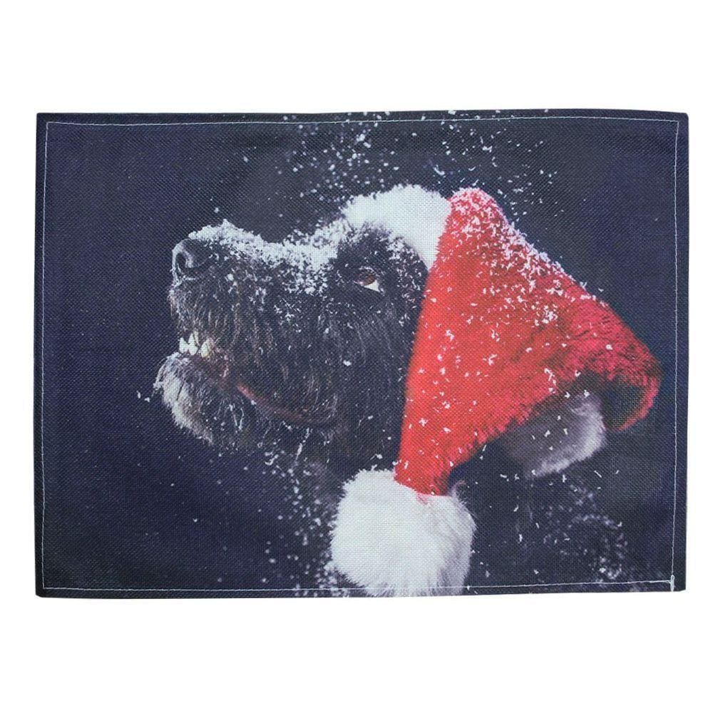 Jogo Americano Estampa Natal Cachorro Natalino 8 Peças