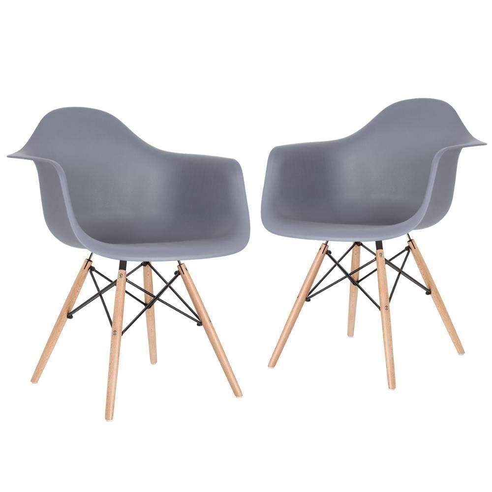 Kit 2 Cadeiras Charles Eames Eiffel Daw Clara Cinza Escuro