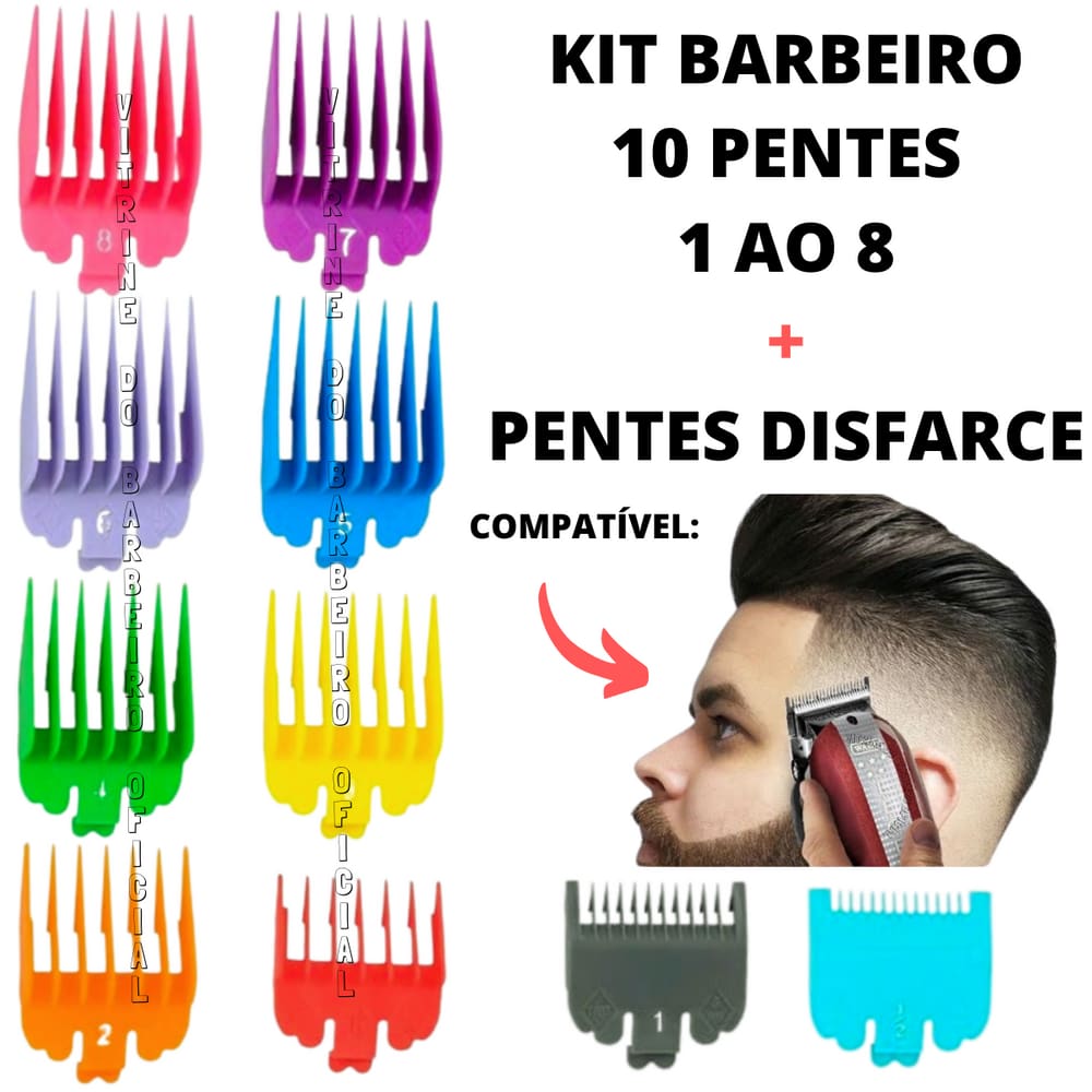 Kit 8 Pentes Guia + 2 Pentes De Disfarce Meia E Um E Meia Top