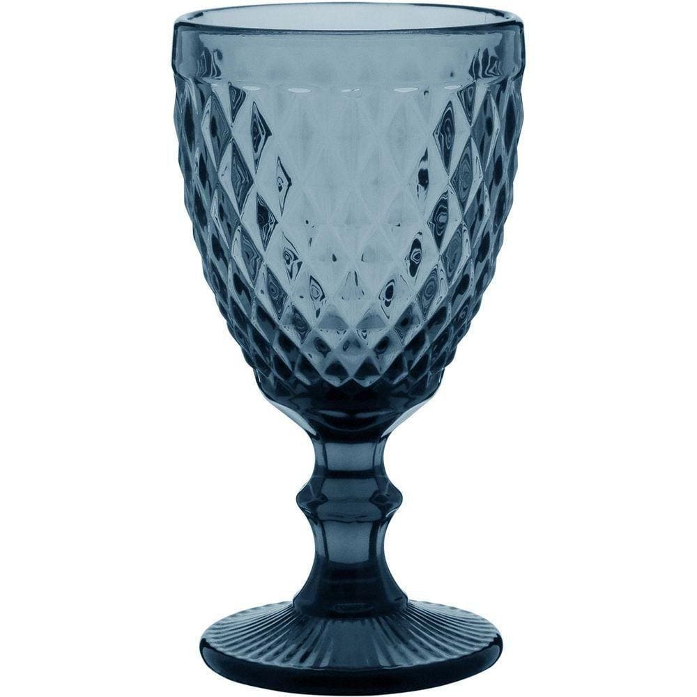 Taça Água 17X9X9Cm 330Ml Vidro Azul 6Pç