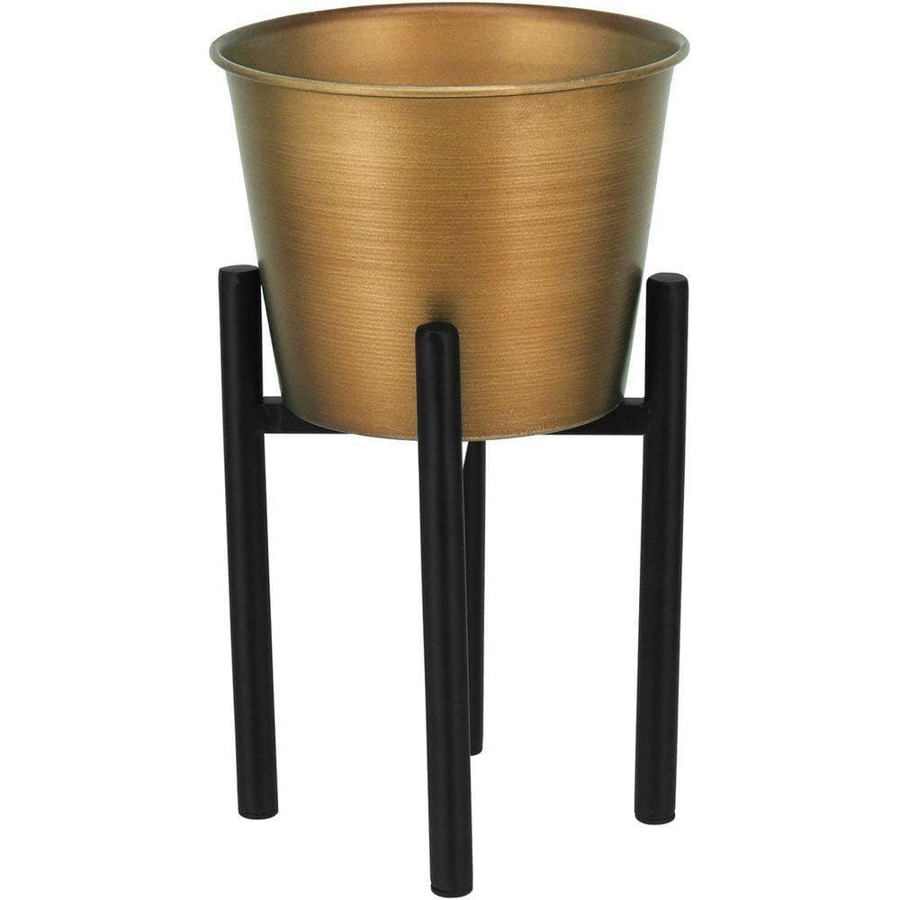 Octave Cachepô 25X15X15Cm Metal Dourado Com Suporte