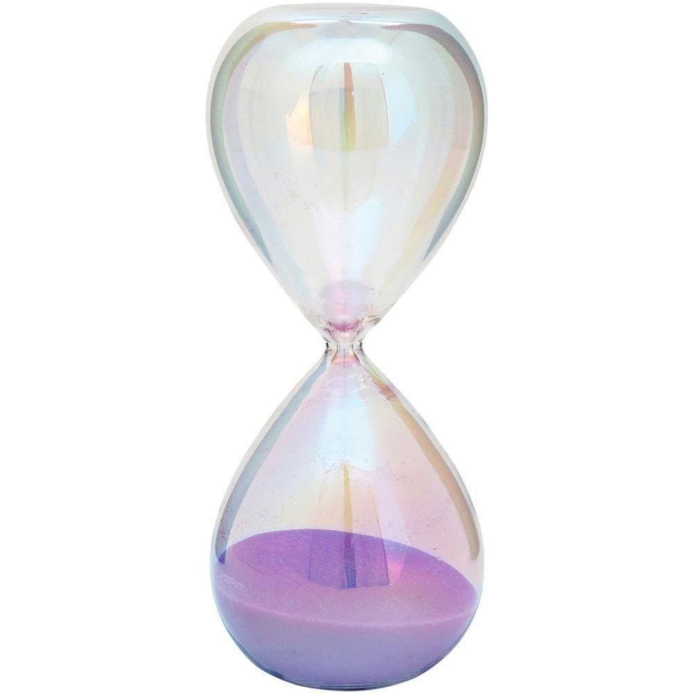 Ampulheta 19X8X8Cm Vidro Furta-Cor Areia Roxa
