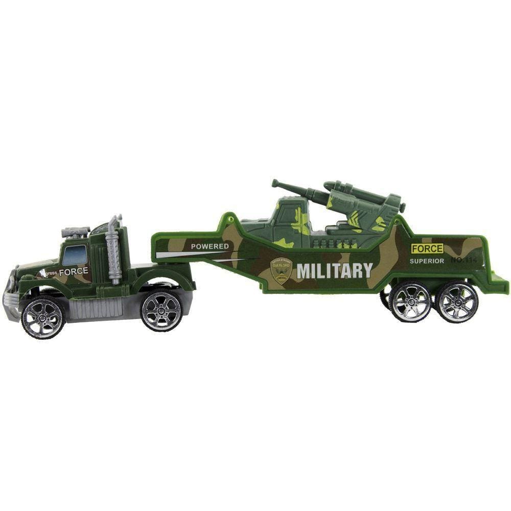 Carreta A Fricção Militar Camuflado Verde Carro