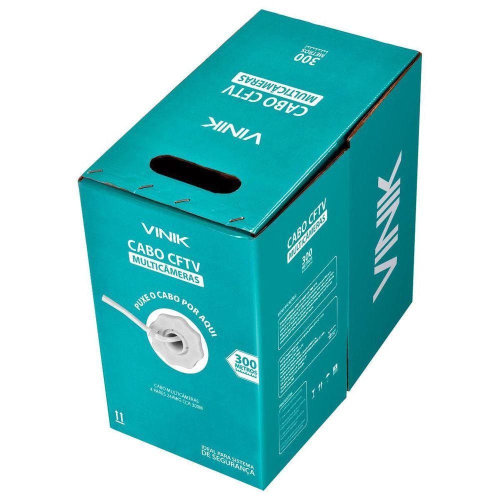 Cabo Multicameras 4 Pares Trancados 24Awg Cca 0,49Mm Cftv