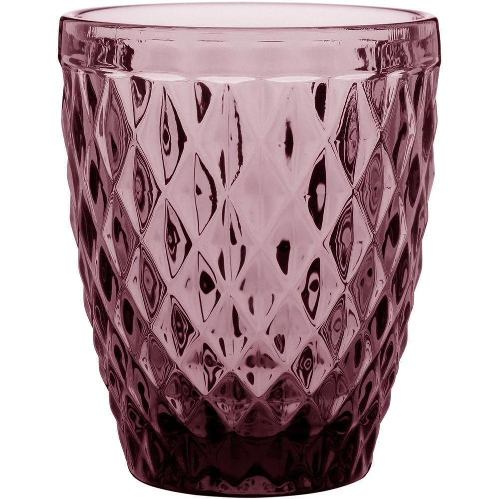 Copo Água 10X8X8Cm 270Ml Vidro Rosa 6Pç