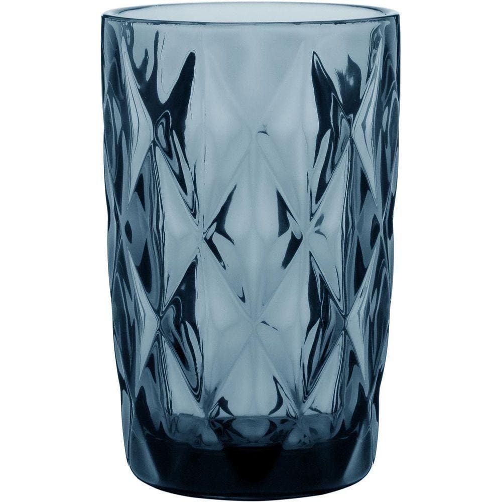 Copo Long Drink 13X8X8Cm 370Ml Vidro Azul 6Pç
