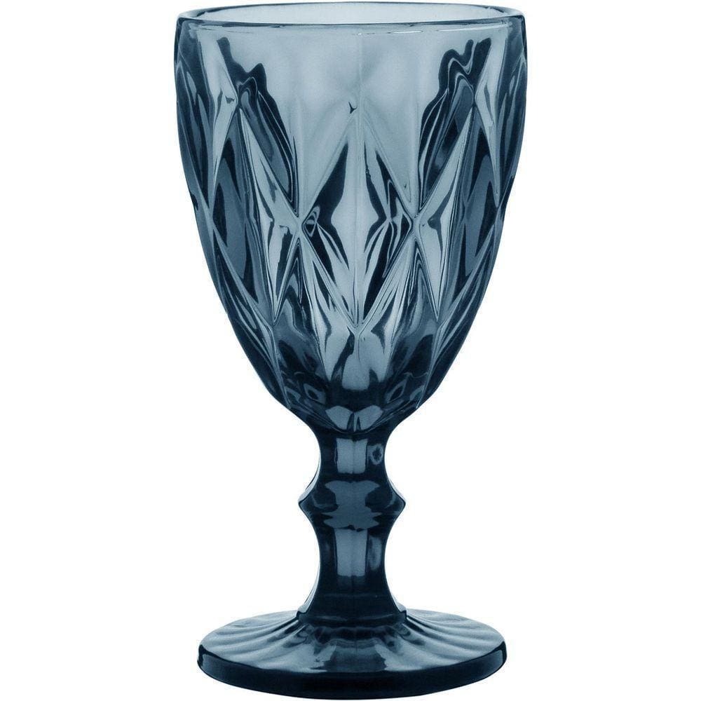 Taça Água 17X9X9Cm 320Ml Vidro Azul 6Pç