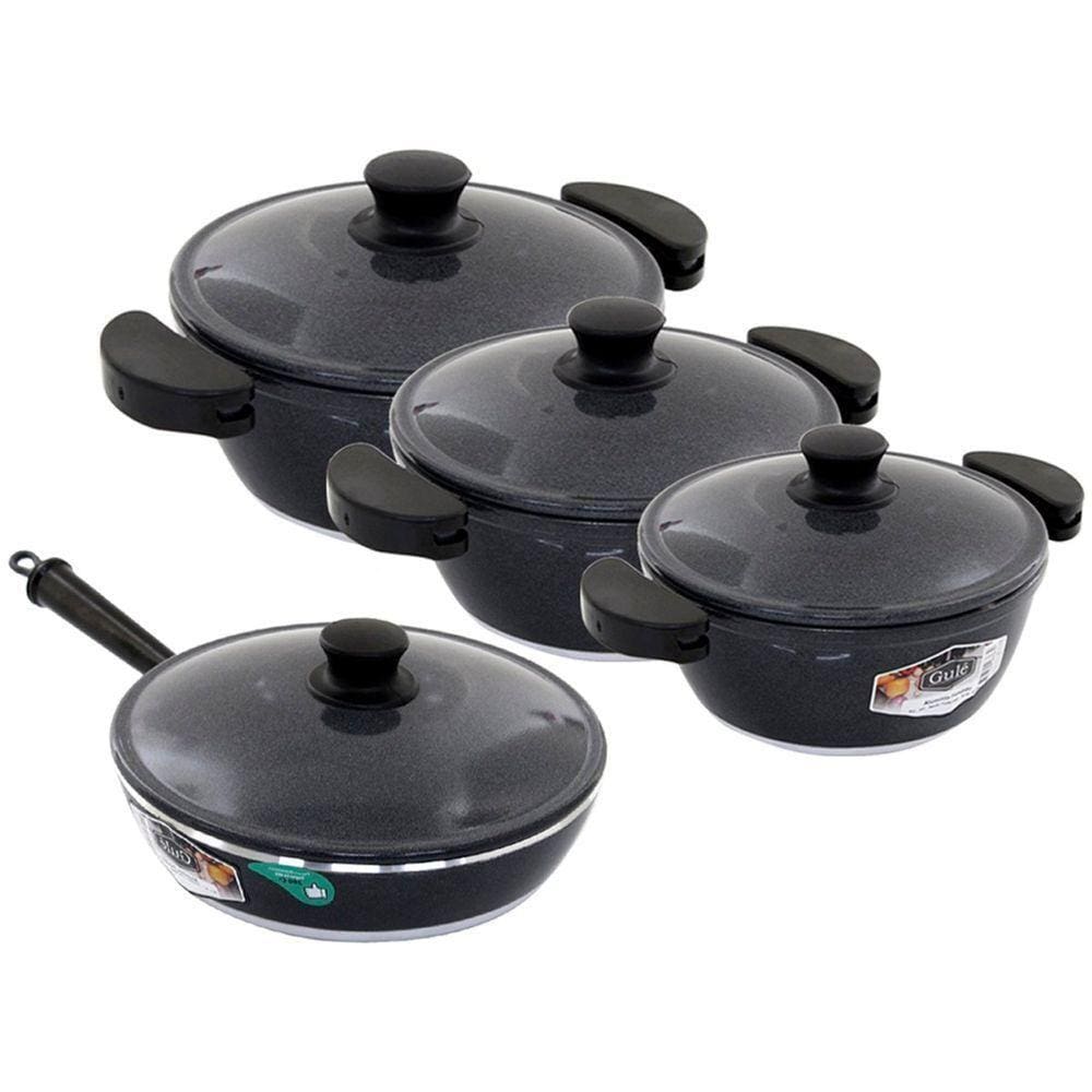 Kit 3 Panelas + Frigideira Gulê Alumínio 4 Peças Grafite