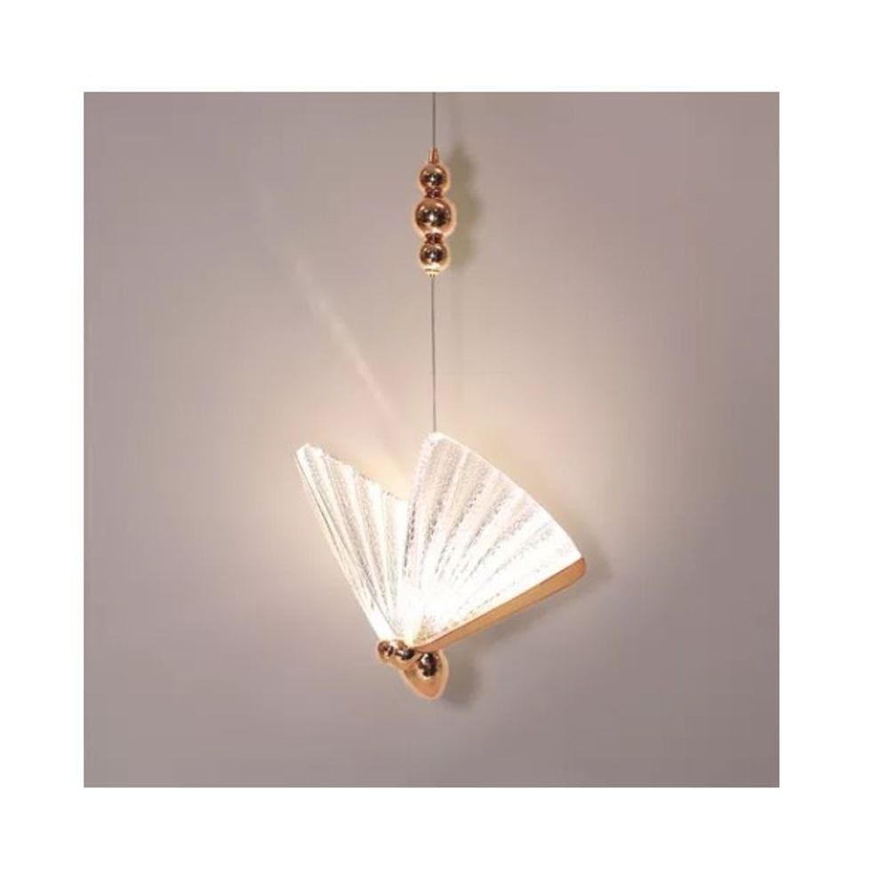 Pendente Luminária Borboleta Dourada Bivolt Grande Moderno