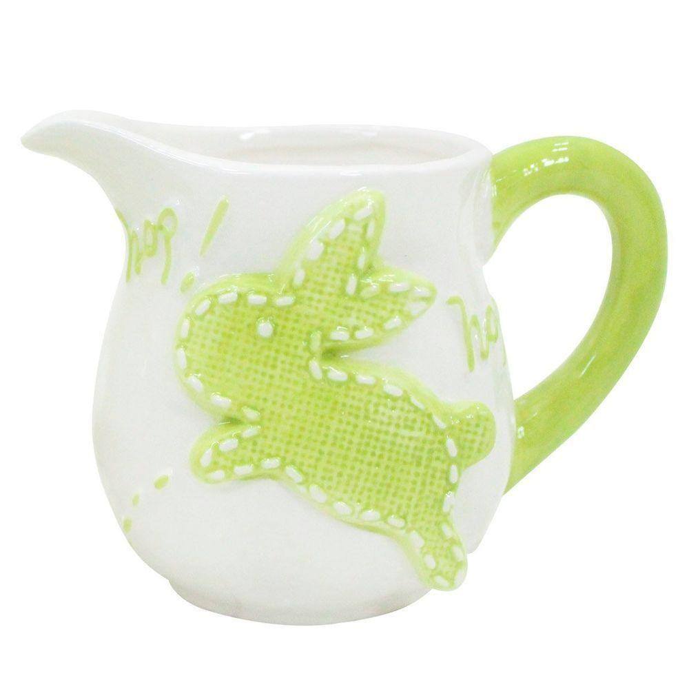 Leiteira De Coelhinho Da Páscoa Verde Em Cerâmica - 275ml