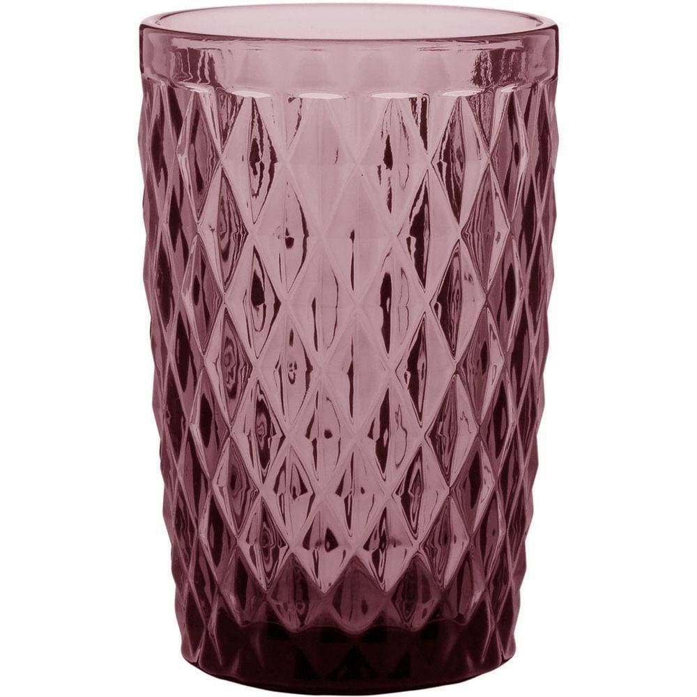 Copo Long Drink 12X8X8Cm 370Ml Vidro Rosa 6Pç