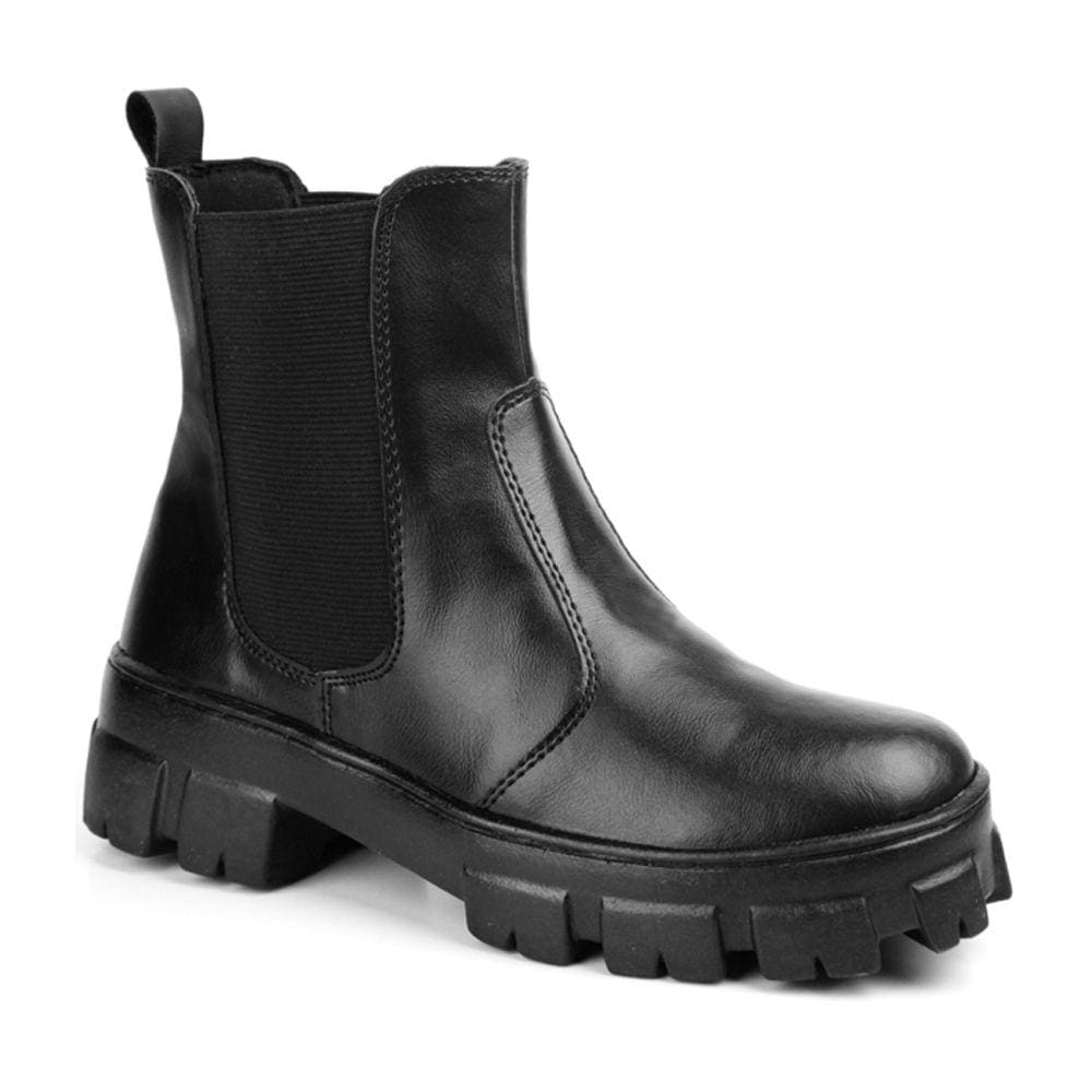 Bota Coturno Feminino Tratorada Chelsea Elastico Puck Black