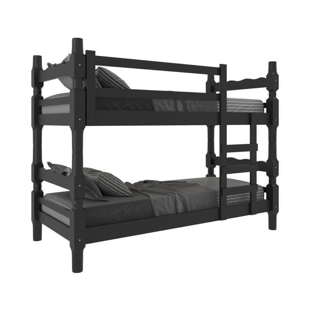 Beliche Madeira Maciça - Vira 2 Camas - Com Colchões Inclusos Porto Multimóveis Vcr4159 Preto Preto