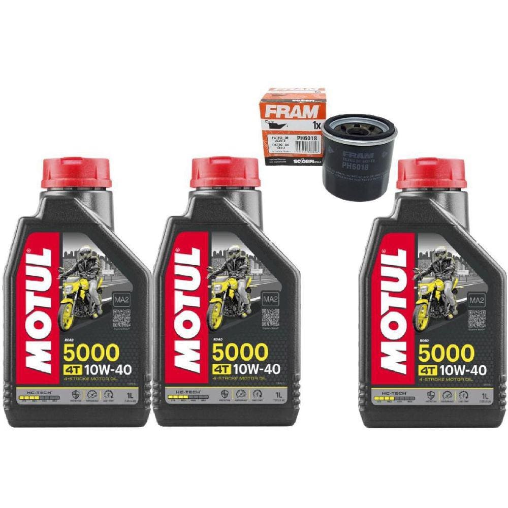Troca Óleo Motul 5000 10W40 3 L + Filtro Fram 6018 Suzuki