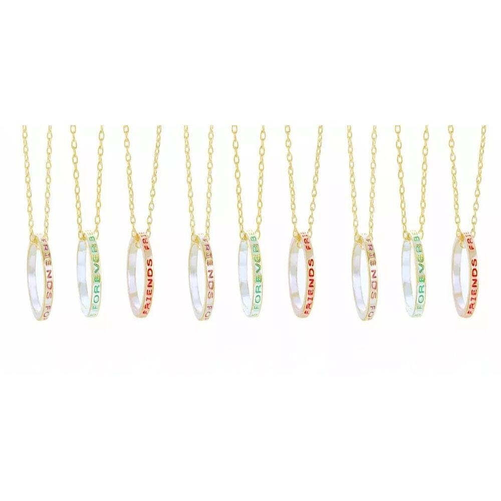 Colar Best Friends Bff Folheado A Ouro 18k - 9 Pçs