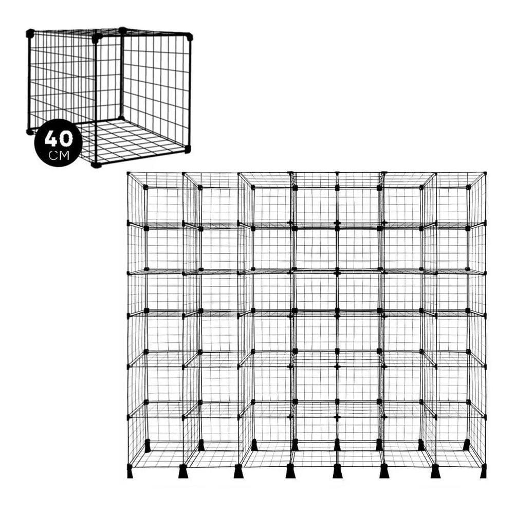 Estante Balcão Aramado 42 Nichos 40cm Profundidade Preto 3x4