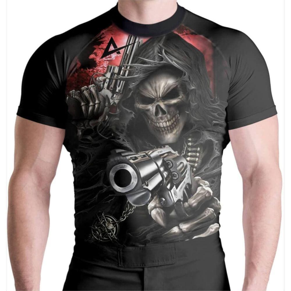 Rash Guard Skull Atirador Masculino Manga Curta