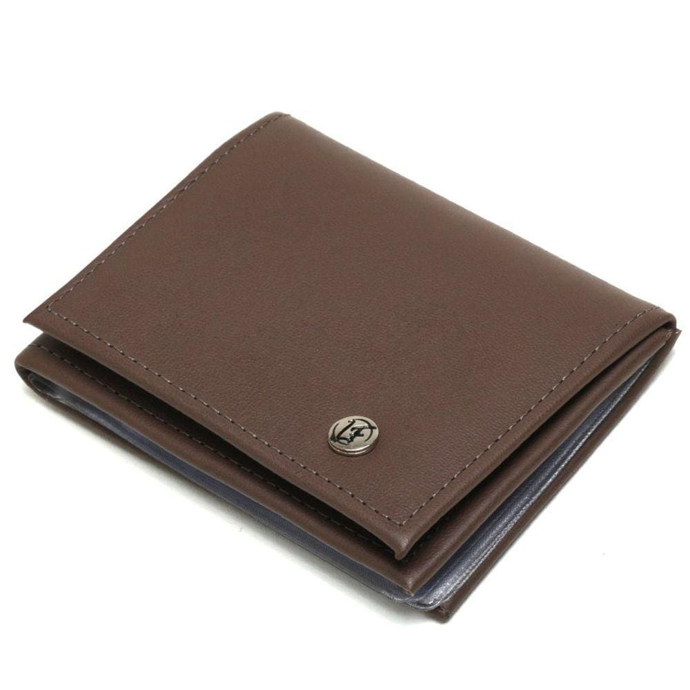 Carteira Masculina L Em Couro Com Porta Moedas Cnh Cedulas Cafe
