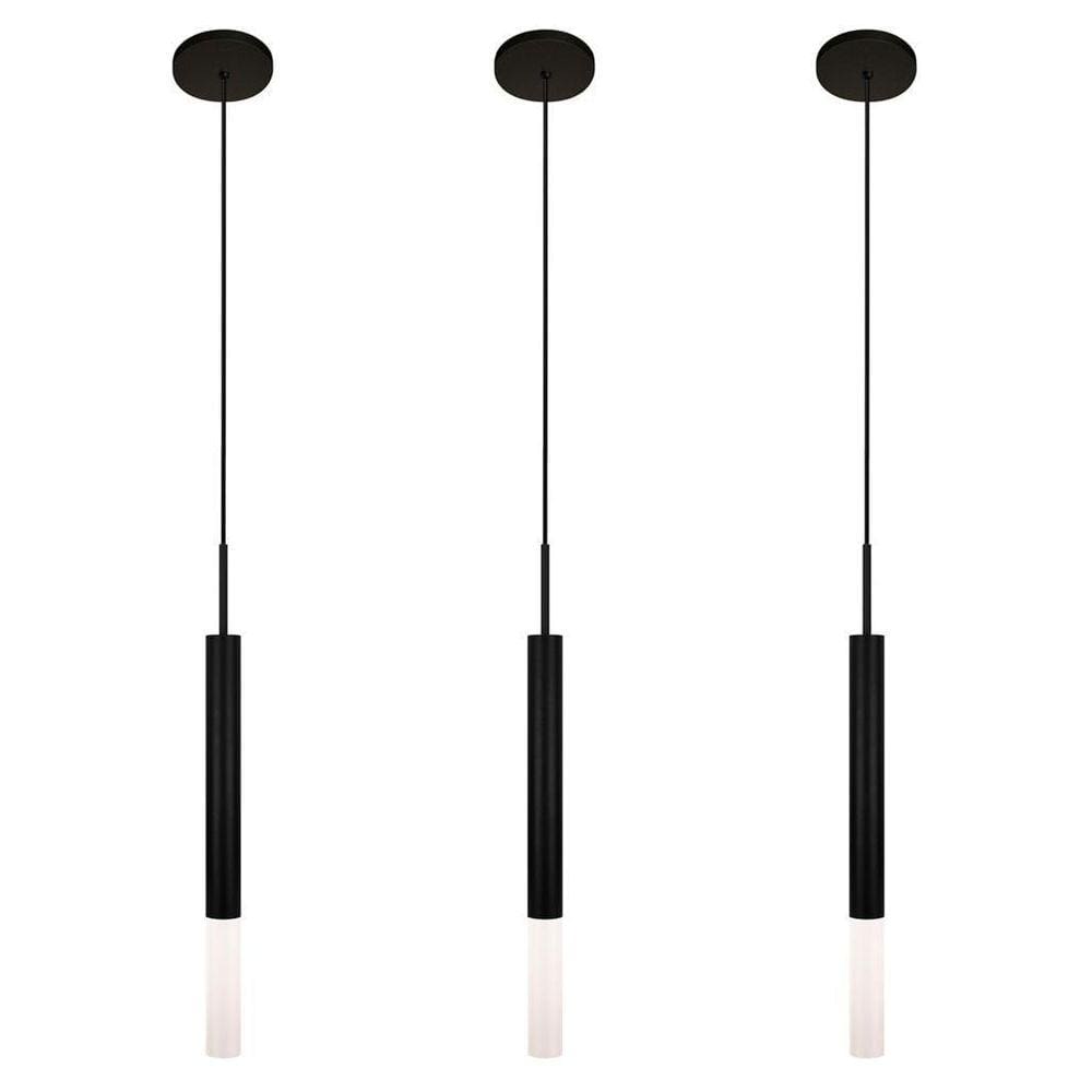 Kit 3 Luminárias Teto Pendente Tubo Difusor Balcão Preto