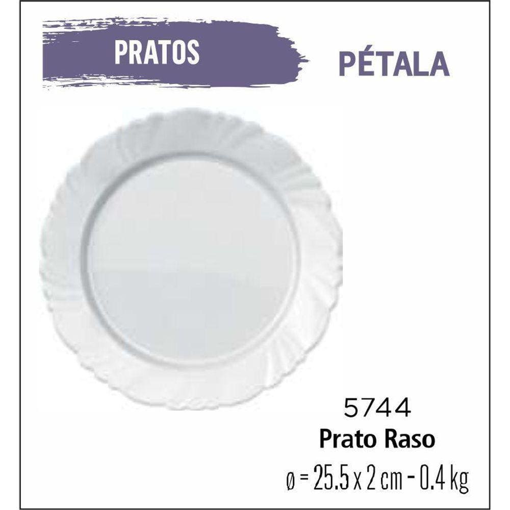 Jogo De Prato Pétala 12 Pratos Rasos - 26Cm Branco
