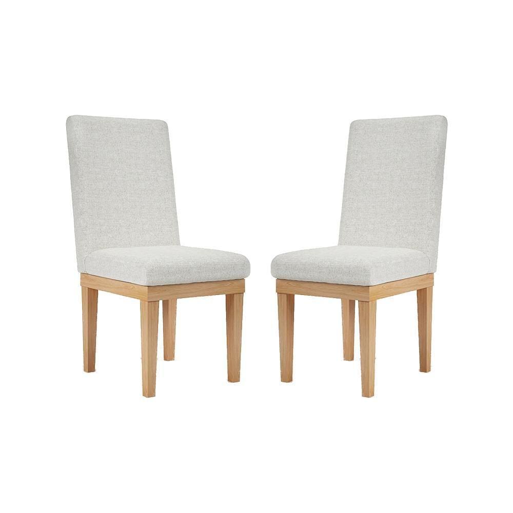 Kit 2 Cadeiras Estofadas Para Mesa De Jantar Tecido Linho