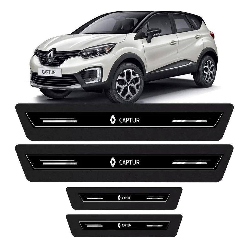 Kit Soleira Resinada Proteção Porta Renault Captur - Preto