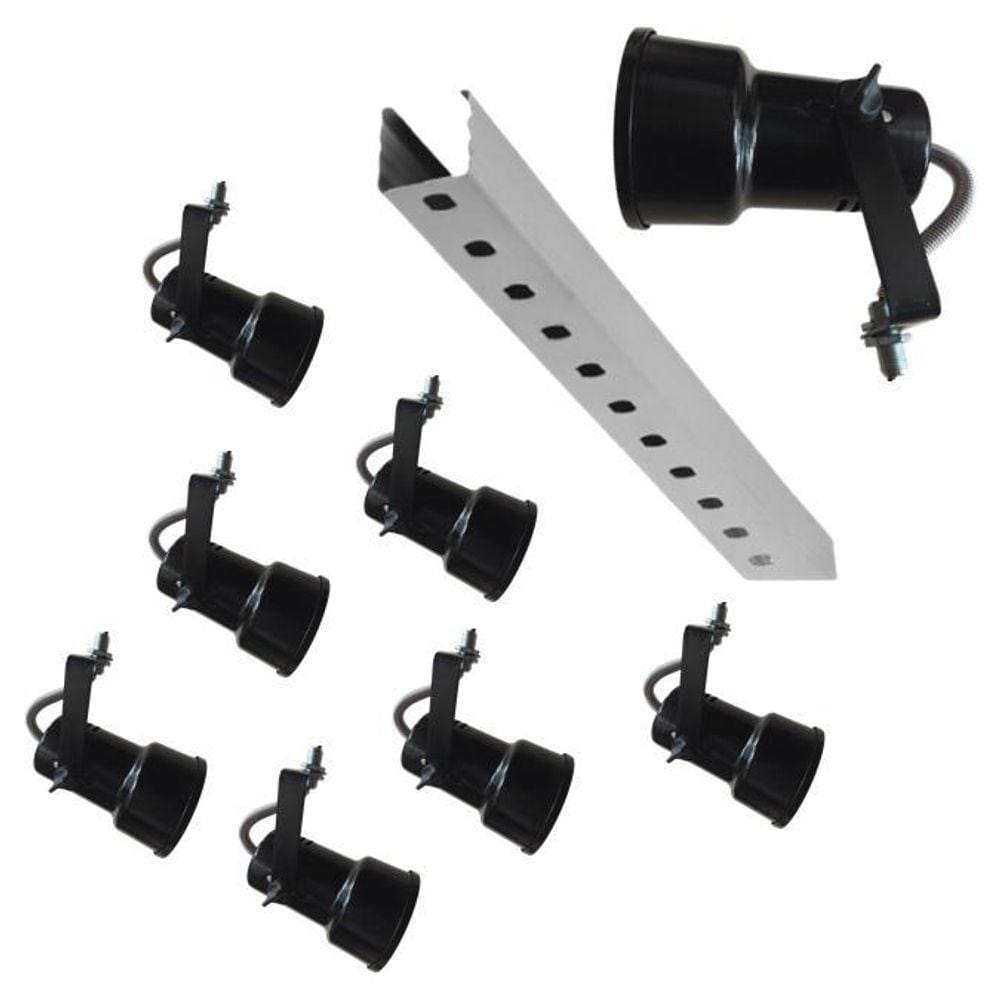Spot Para Trilho Eletrocalha Kit 8 Peç Lam Led Bulbo/Par 20