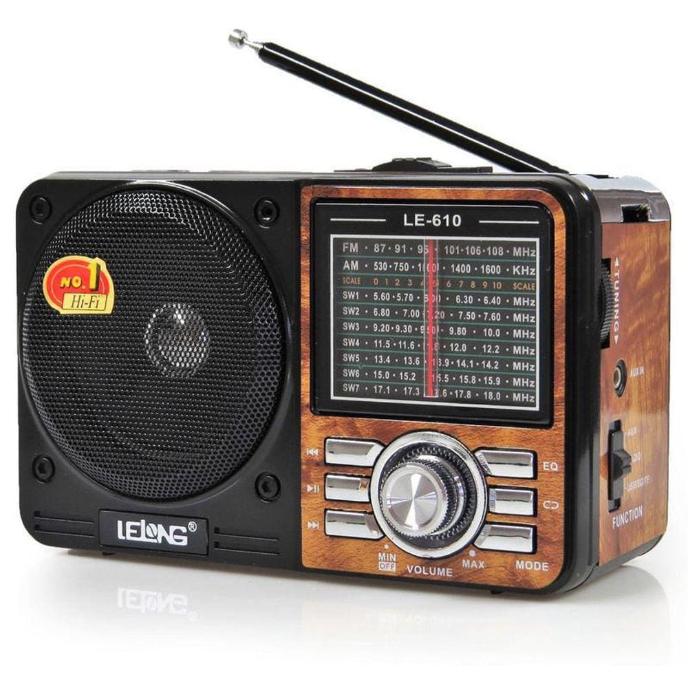 Rádio Am/Fm/Sw Pendrive Cartão De Memória Recarregável