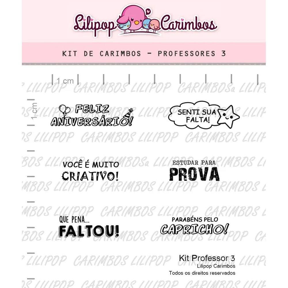 Cartela de Carimbos Transparentes Mini Professor 3 - Lilipop