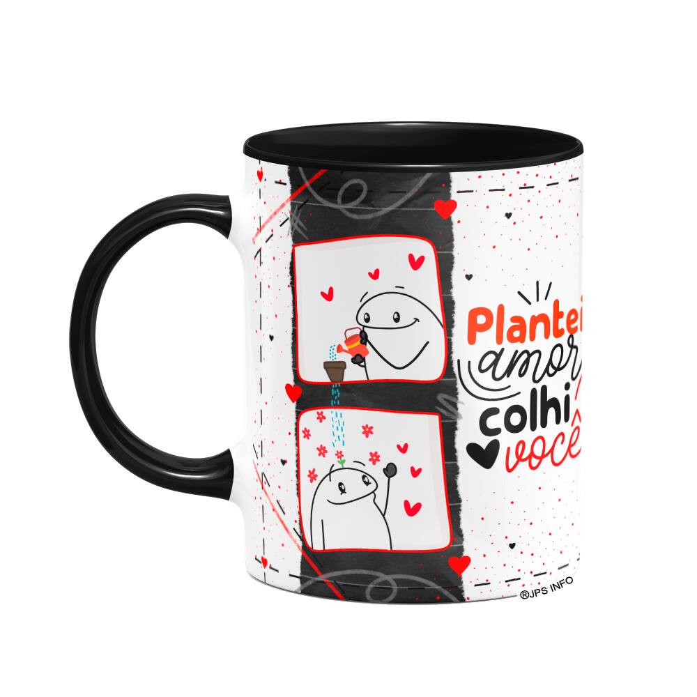 Caneca Flork Namorados - Plantei amor, colhi você! B-black