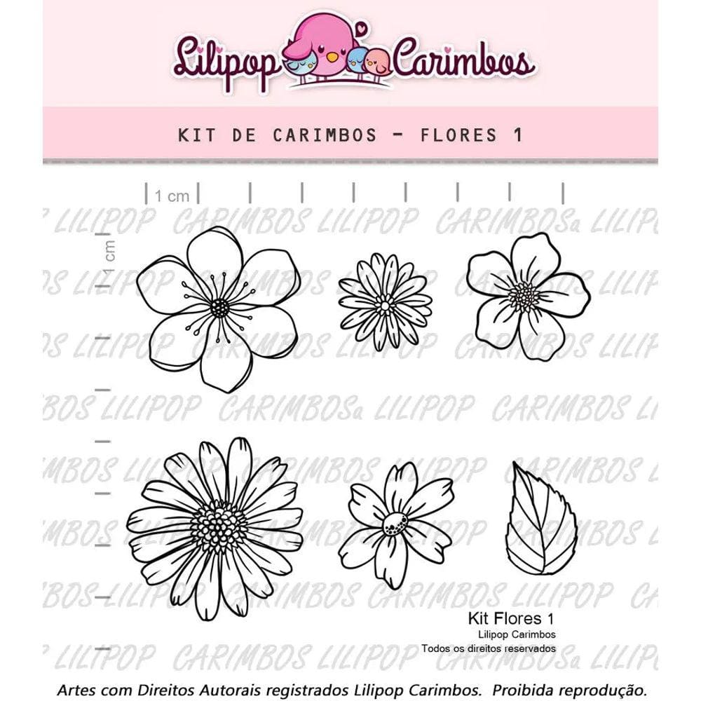 Cartela de Carimbos Transparentes - "Flores 1" - Lilipop