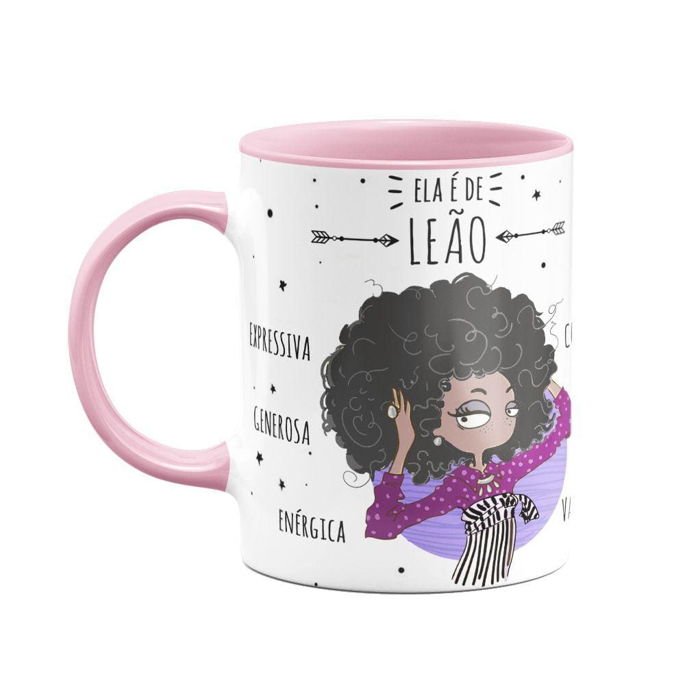 Caneca Signos B-pink - Ela é de Leão