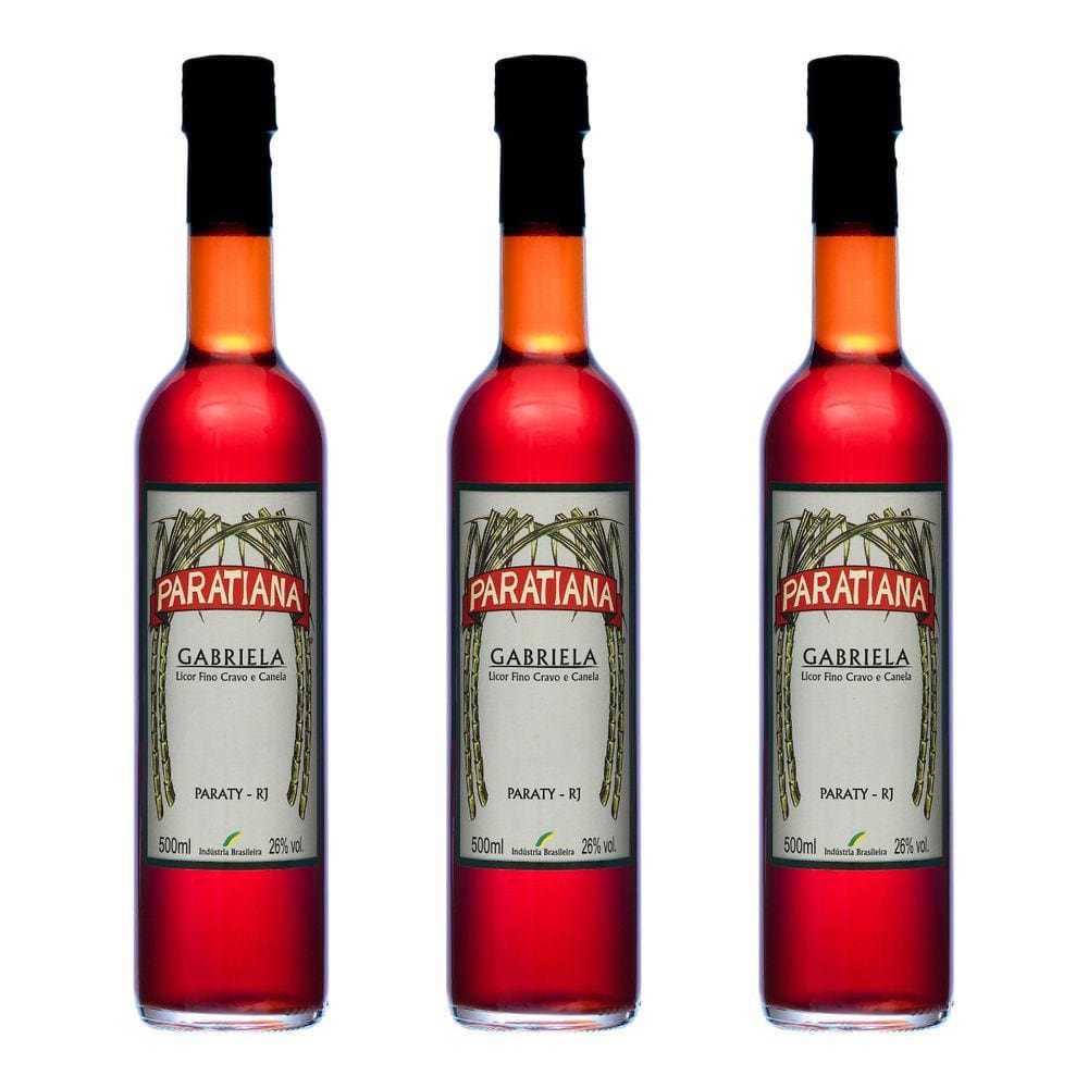 Kit 3 Cachaças Gabriela Paratiana 500 Ml Cravo E Canela