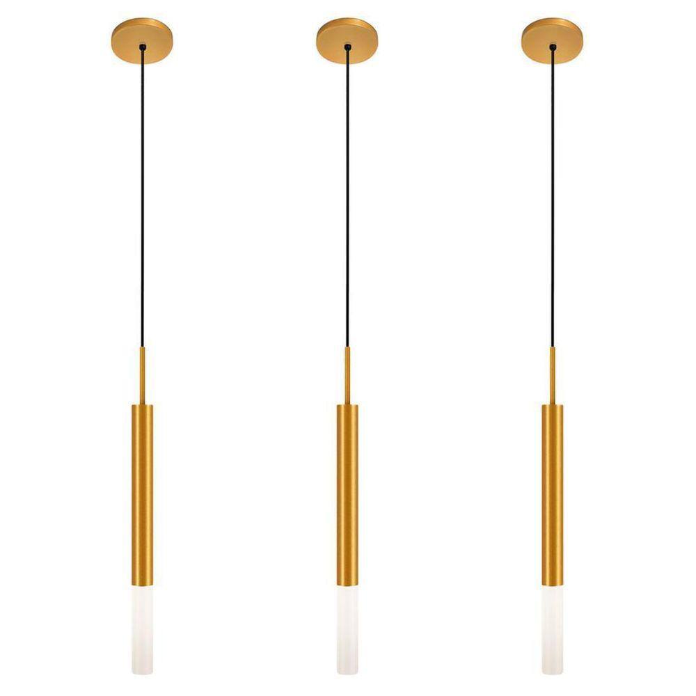 Kit 3 Luminárias De Teto Pendente Tubo Difusor Sala Dourado