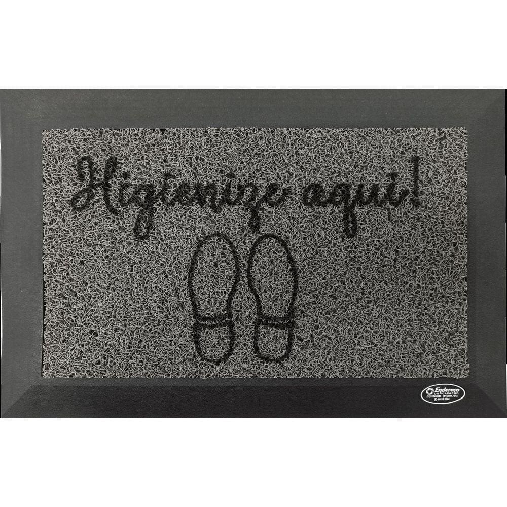 Tapete Sanitizante Cinza Higienize Aqui 70X50