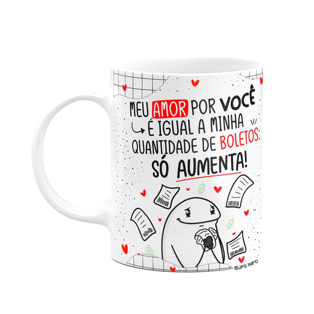 Caneca Flork Namorados - Meu amor por você é igual boletos