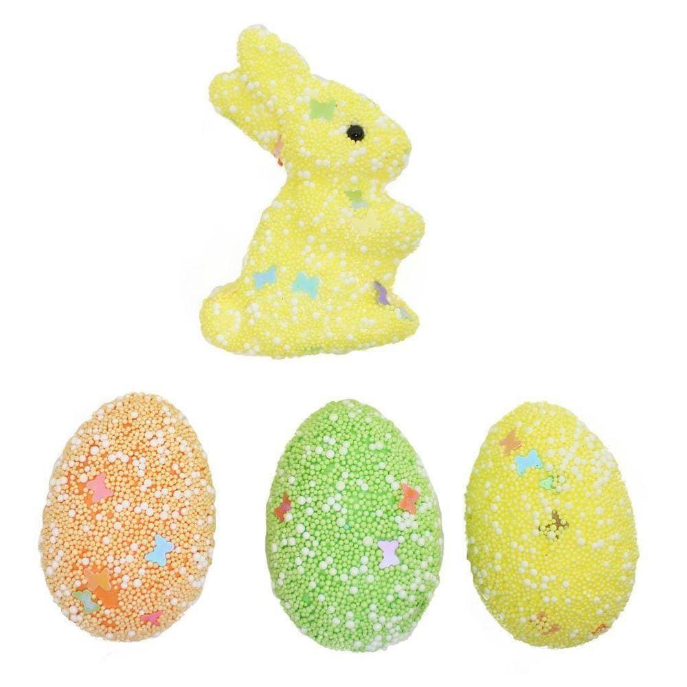 Kit Enfeites Decorativos Páscoa 3 Coelhinhos Com Ovos Decorados