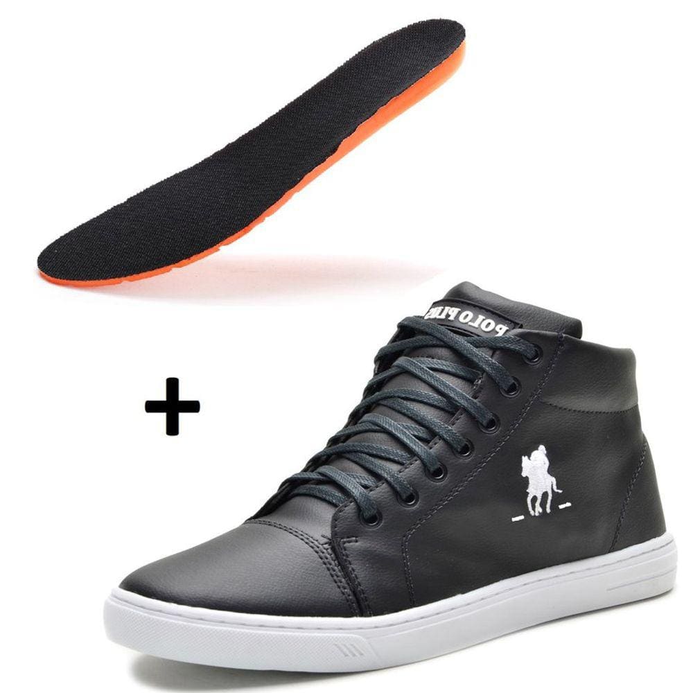Tenis Masculino Cano Alto Botinha Polo Plus Preto + Palmilha Gel