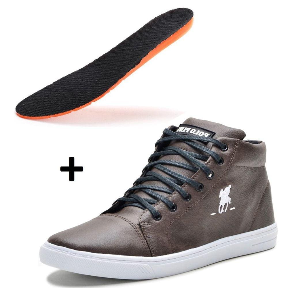 Tenis Masculino Cano Alto Botinha Polo Plus Marrom + Palmilha Gel