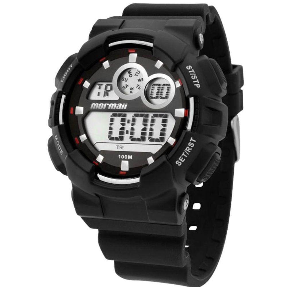 Relógio MORMAII masculino preto digital silicone MOJL008/8P