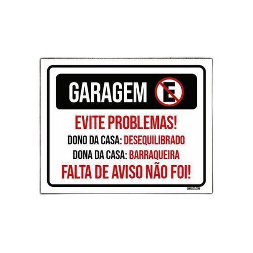 Kit 5 Placas Garagem Evite Problemas Falta De Aviso