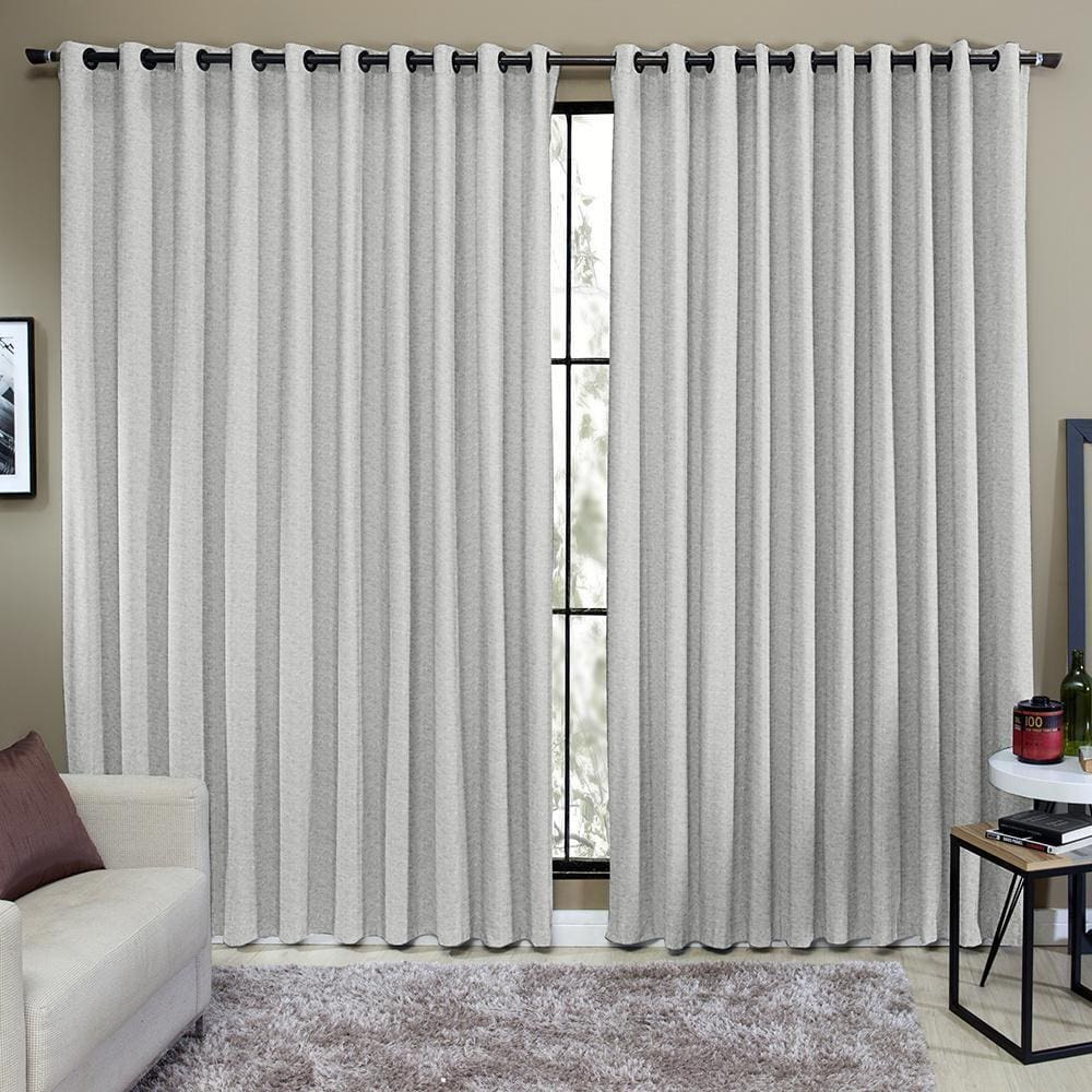 Cortina Semi Blackout 4,00M X 2,60M Para Varão Simples Cinza