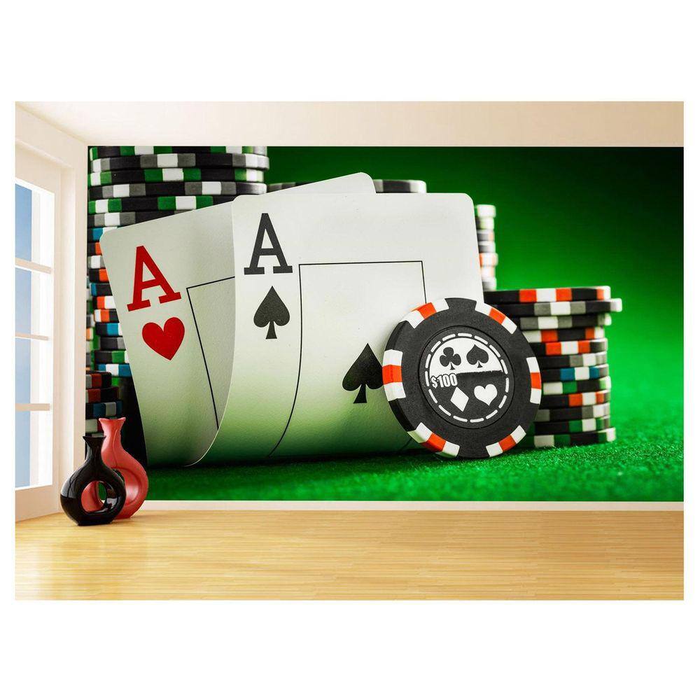 Papel De Parede 3D Salão De Jogos Cartas Poker 3,5M Jcs64