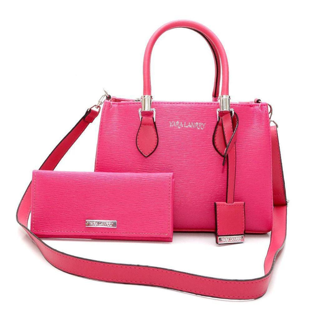 Bolsa Alça Dupla Lançamento + Carteira Rosa