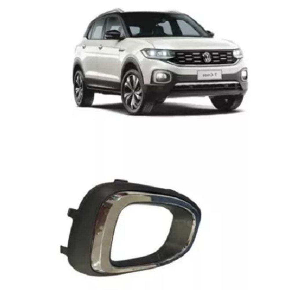 Moldura Grade Milha Cinza Aro Cromado T-Cross 2021