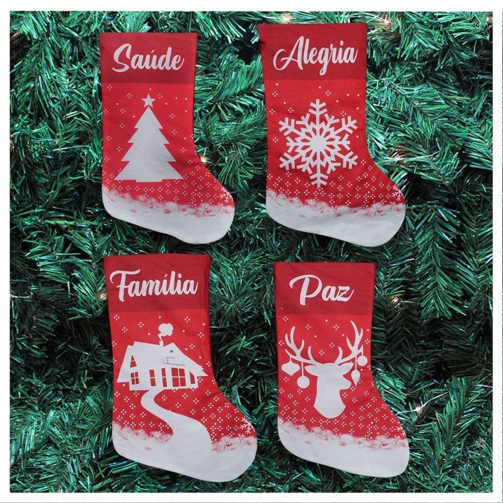 Kit 4 Botas Meias Enfeite Natalino Temático 47cm