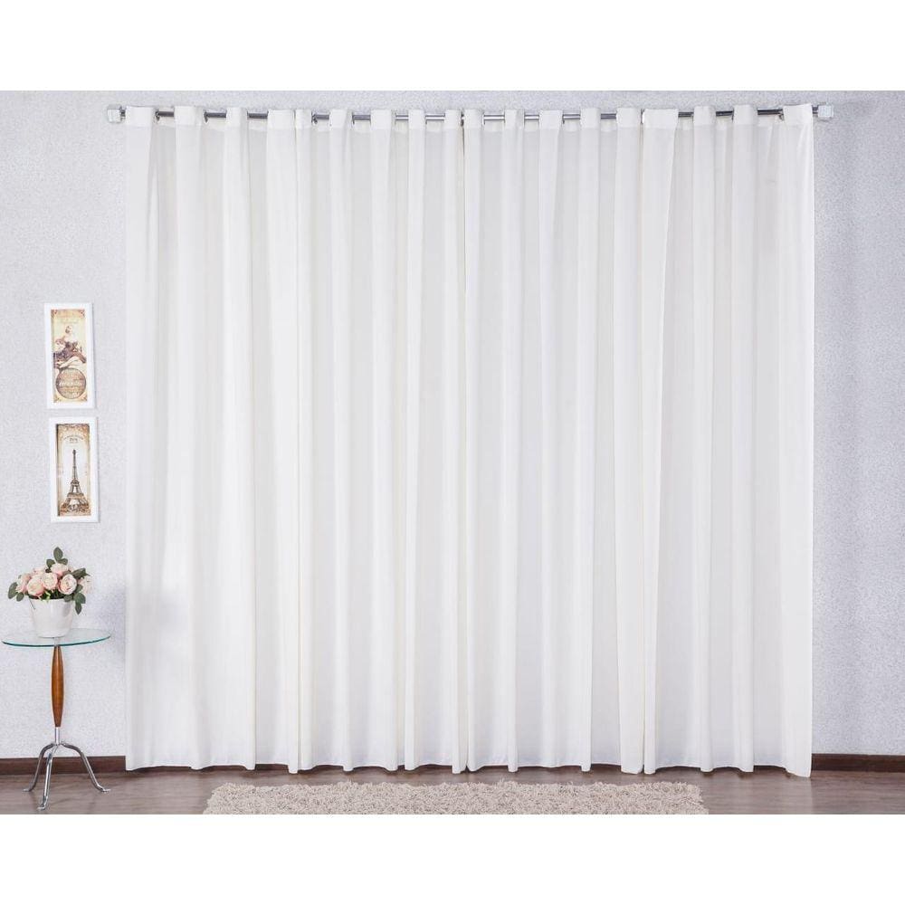 Cortina 300X280 Com Ilhós Pra Sala Malha Gel - Palha